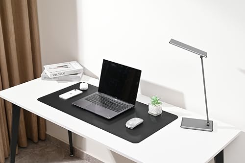 Image of AROPANA Vegan Leather Desk Mat | Large Reversible Mouse Pad & Computer Table Protector | Dual-Side Waterproof Extended Laptop Pad with Edge-Stitched Design (70x35CM, Black and Red)
