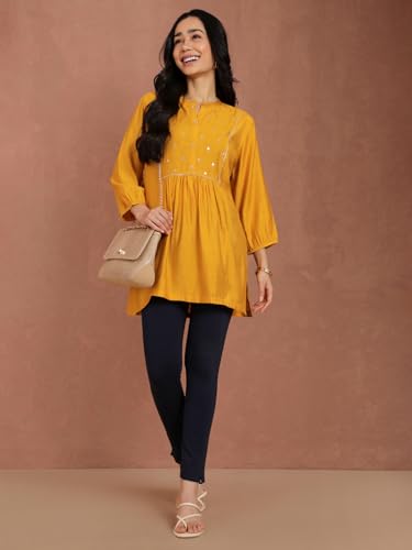 Image of TWIN BIRDS Regular Fit Cotton Blended Fabric Sleek Ethnic Knitted Kurti Pant with Functional Pocket for Women