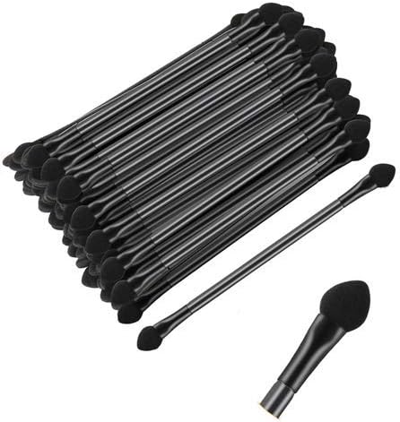 30 PCS Professional Double-End Eyeshadow Brushes Cosmetic Tool, Disposable Dual Sides Eyeshadow Sponge Brushes Makeup Applicator, 12 CM, Black
