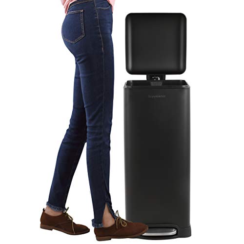 Image of happimess Betty 8 Gal Step Trash Can Soft-Close Lid, Charcoal Black