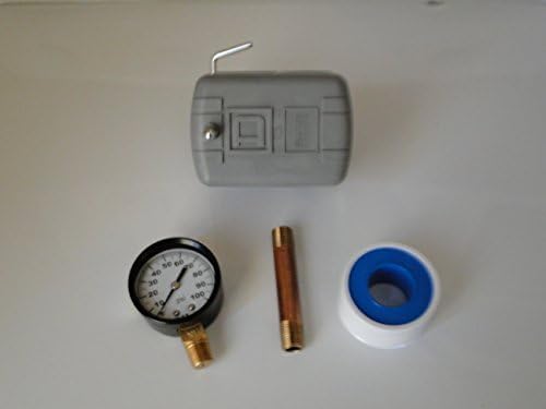 KIT: SQUARE D 40/60 M4 PRESSURE SWITCH (9013FSG2J24M4) + 1/4 x 3" BRASS NIPPLE + PRESSURE GAUGE + TEFLON TAPE *LEAD FREE*