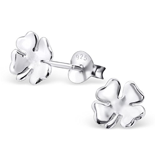 Laimons Pendientes para mujer Trébol Brillante Plata de ley 925
