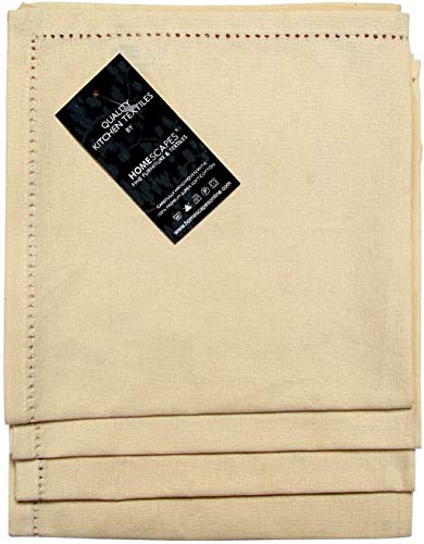 HOMESCAPES Stoffservietten Creme, 4er-Set Servietten mit Hohlsaum 45x45 cm, Tischservietten aus 100% Baumwolle, waschbar & wiederverwendbar – Ansicht 1
