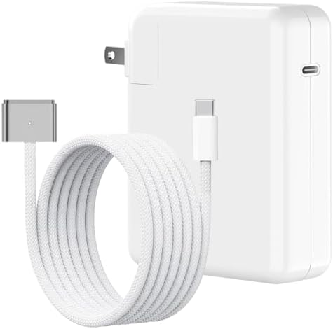 140W USB-C Power Adapter Charger for 14 16 inch 2021 2023 M1 M2, 13 15 inch M2 M3 2022 2023 2024, 6.6 FT Braided Magnetic USB-C to Mag 3 Cable LED Indicator
