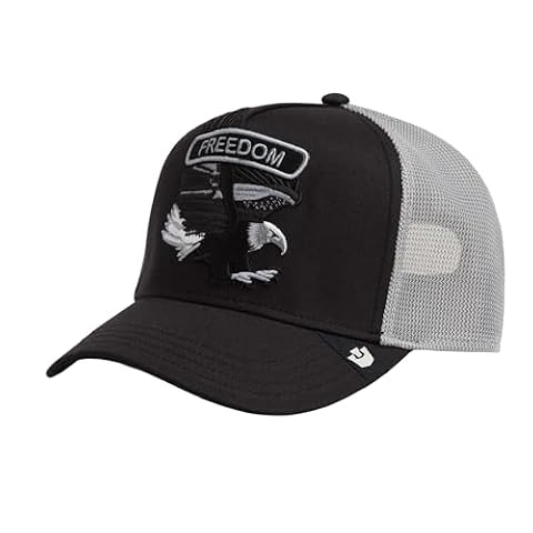 Goorin Bros. Klasyczna czapka typu trucker rocker Freedom The Farm, czarna z szarą siatką, wzór orła