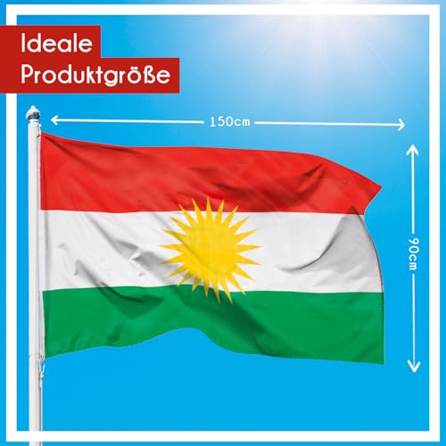 Kurdistan Flagge 90×150 cm aus Polyester mit Messingösen