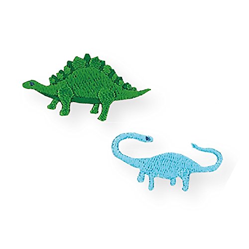 KIYOHARA お気に入り ミニワッペン 恐竜緑 約幅3.6cm×縦2cm 恐竜水色 約幅3.1cm×縦1.7cm 2枚入り MOW636