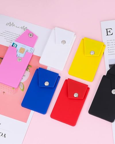 Image of Phone Card Holder Silicone Wallet Stick-on ID Credit Card Pocket for iPhone13 /12 /Samsung /Smartphones (3PC Snap)