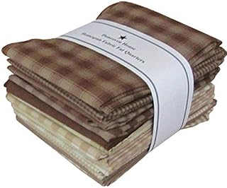 Dunroven House Homespun Fat Quarters-Brown and Natural (Piece of 12), Cotton, 18 by 21-Inch