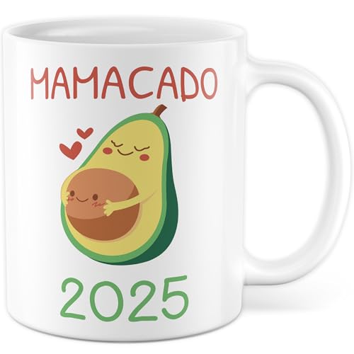 Mamá 2022 Taza, Embarazo Mamacado Avocado, Idea de Regalo Embarazada Madre Novia Taza de Café (Blanco)