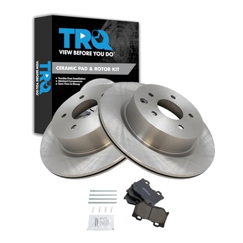 Image of TRQ Rear Brake Pad and Rotor Set Ceramic Compatible with 2010-2017 Nissan 370Z