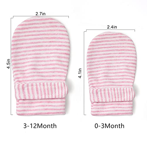 Image of Newborn Baby No Scratch Mittens Stay On, 100% Cotton Breathable, Adjustable Infant Gloves for Baby Boys Girls Mittens