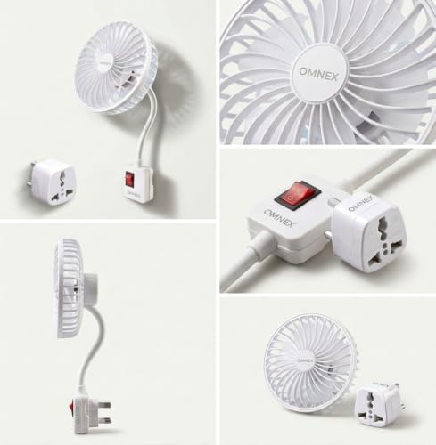 Image of Mini Compact 5-Inch Fan with On /Off Switch & 360 Adjustable Hose Pipe | Portable Personal Cooling Fan for Kitchen, Bathroom, Home & Office Use