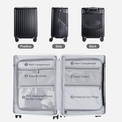 MRPLUM Ride On Luggage with Seat for Kids&Adults with Seat Belt,Hard Shell Lightweight Rolling Spinner Wheels Travel Luggage with TSA Lock,20 inch,Black4