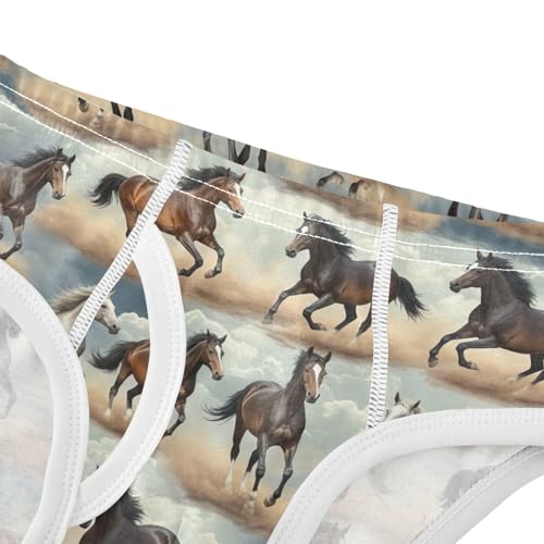 CHIFIGNO Boys Cotton Briefs Breathable Underwear Printed Underwear Briefs for Toddler Boy, Vintage Horse4