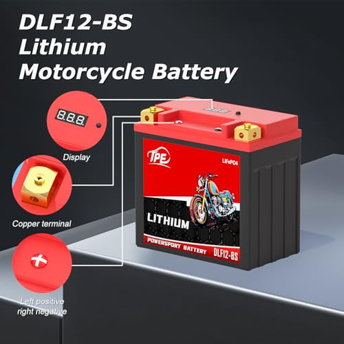 Image of Lithium Motorcycle Battery YTX12-BS 12V, Lightweight LiFePO4 Replacement, High Starting Power, Maintenance-Free Powersports Battery