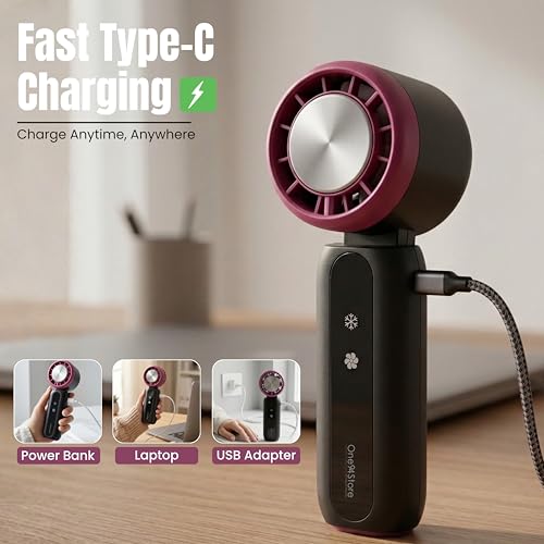 Image of One94Store X49 Portable Mini Fan with 12000 RPM Turbo Motor, Touch Control, 100 Speed Dial, 3000mAh Battery & USB Type-C Rechargeable Design