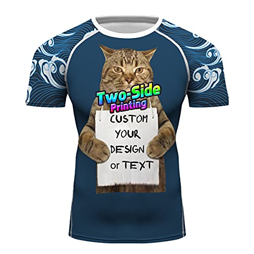 Custom Mens Tshirt Add Your Design Text Short Sleeve Compression Top