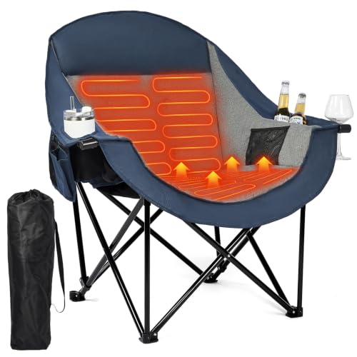 Image of Heated Oversized Camping Chair - Heavy Duty Padded Comfy Warm Outdoor Chair