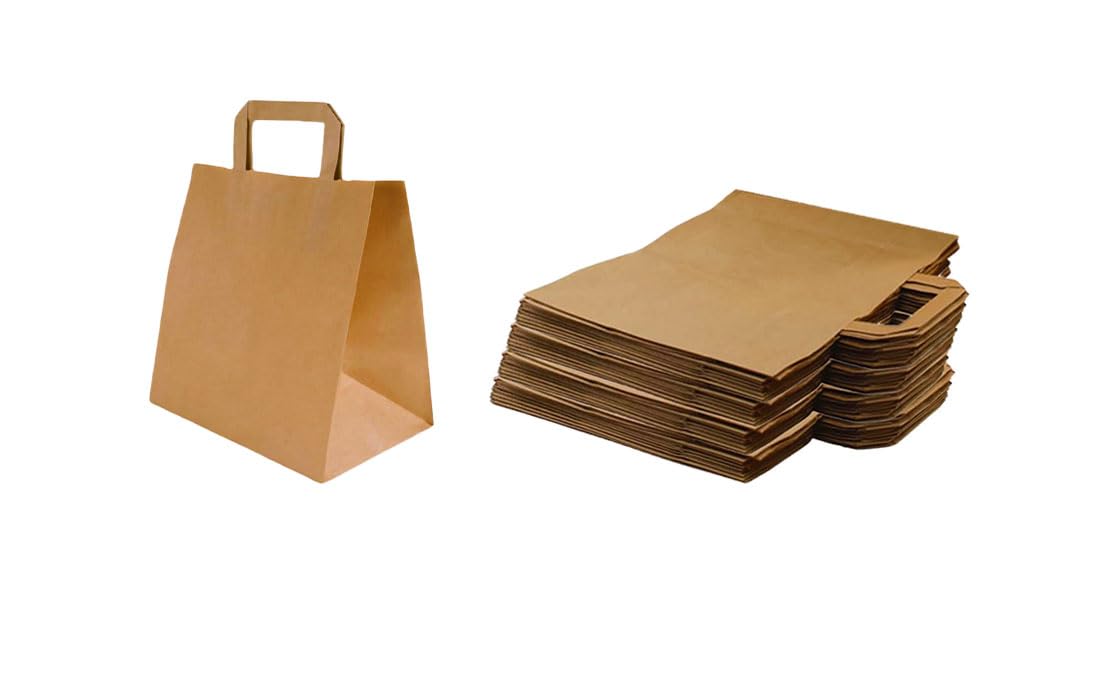 Papiertragetasche, Geschenktüten, Kraftpapiertragetasche 28+17x28 cm Braun- 250 Stück