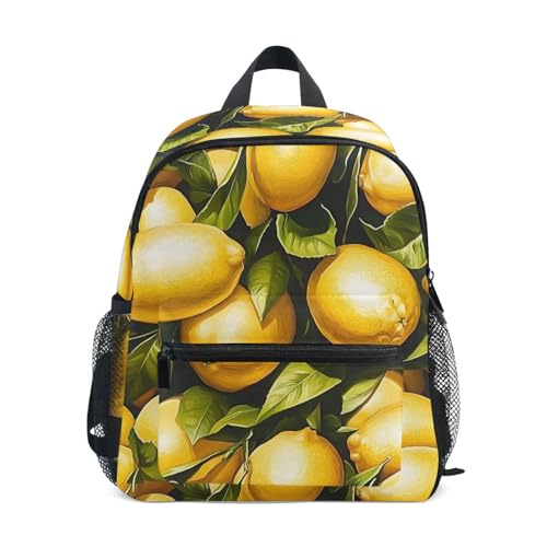 Kids Preschool Backpack Vintage Lemons Print, Cute Lightweight for Toddlers with Whistle Name Tag Slot S