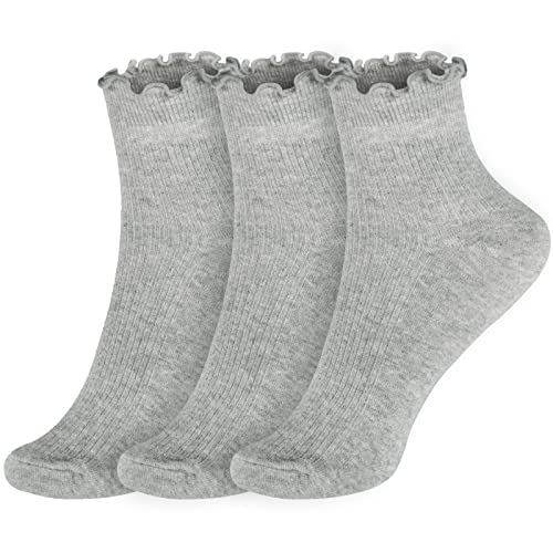 Image of Womens Ankle Casual Socks Lace Ruffle Low Cut Knit Cotton Lettuce Socks for Women Girls