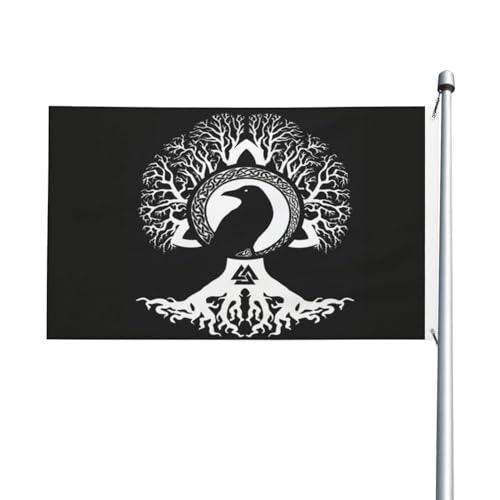 Drapeau Odin Raven en polyester haute densité avec double couture pour jardin et extérieur