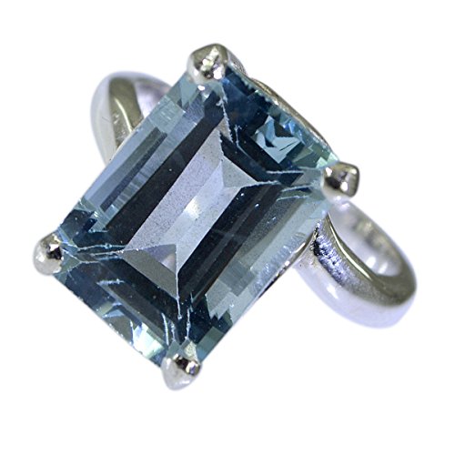 Bague en argent 925 émeraude et topaze bleue pour homme et femme