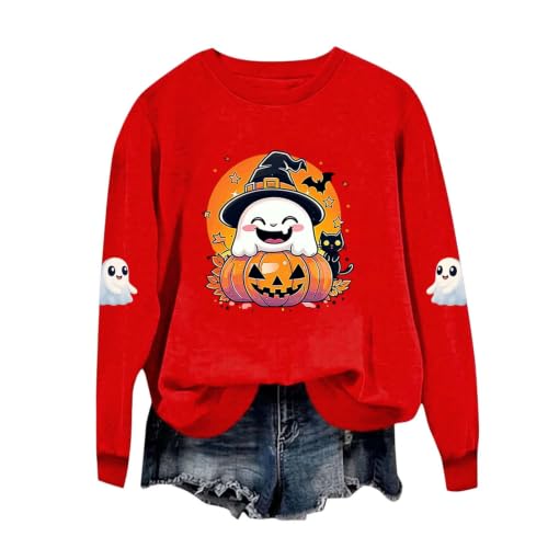 Girls Green Ghost Pumpkin Black Cat Halloween Crewneck Sweatshirt Pullover - image 6