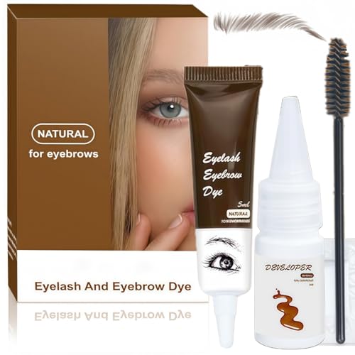 2-in-1 Dark Brown Brow and Lash Tint Kit - Eyelash & Eyebrow Dye Dark Brown Set - Long-Lasting, Waterproof Dye for Natural-Looking Brows & Lashes - Fast, Easy Application
