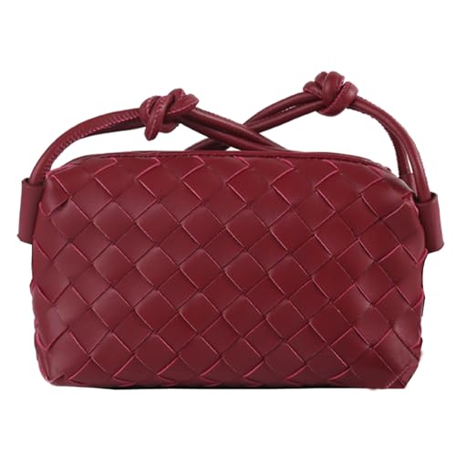 Crossbody Bag for Women Leather Small Woven Purse, Clutch Purses with Zipper Closure, Summer Beach Shoulder Bag