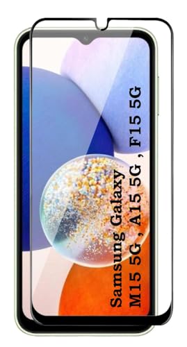Image of SENBUN Tempered Glass Screen Protector Compatible for Samsung Galaxy M15, A15 5G with Edge to Edge Coverage and Easy Installation Kit, Pack of 1, Black