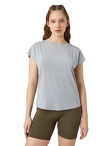 T-shirt femme imprimé minimaliste coupe sport confortable gris