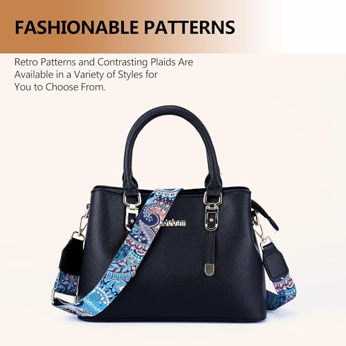 Image of Purse Strap, Adjustable Embroidery Flower 2 Inch Wide Purse Straps Replacement Crossbody for Women