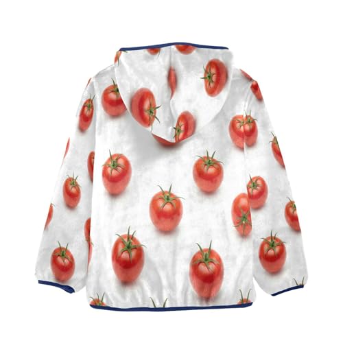 Tomato Pattern Print Design Toddler Fleece Jacket Girl Boys Hooded Fleece Jacket Coat Warm Outwear Zip-up 3-10T2