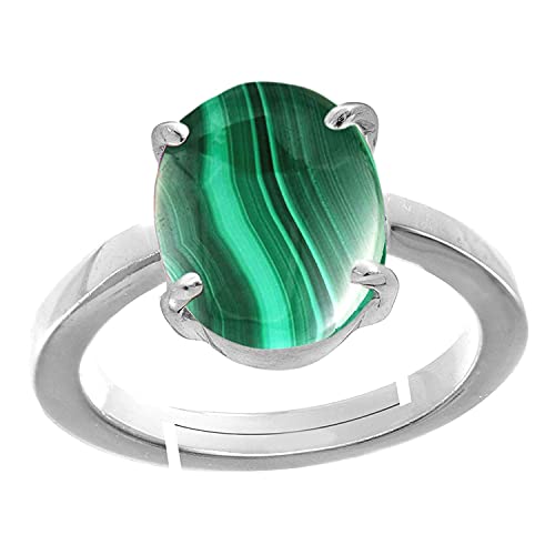 Bague malachite naturelle A+ 10,50 carats et plaqué argent haut de gamme