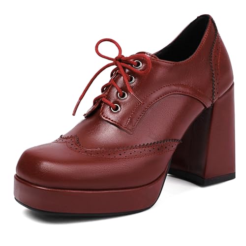 Oxfords femme talon bloc stable et plateforme anti-fatigue
