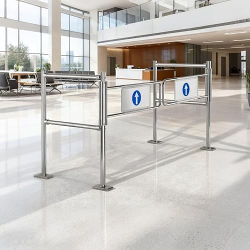 Automatic Closing Stainless Steel Safety Gate, One-Way Swing Entrance Gate, Durable 140 x 100 cm (55.1" x 39.4") Security Device for Home and Child Safety