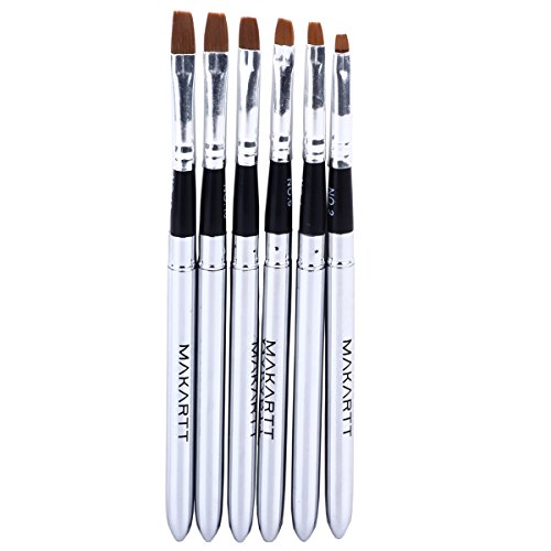 MAKARTT Detachable Nail Brushes Set UV Gel Acrylic Nail Art Design Builder DIY Flat Brush Pen Set