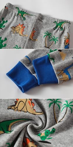 Image of Little bety Cotton 4 Piece Pajamas Boys Long Sleeve Sets Toddler Boys Pjs Kids Sleepwear Sets