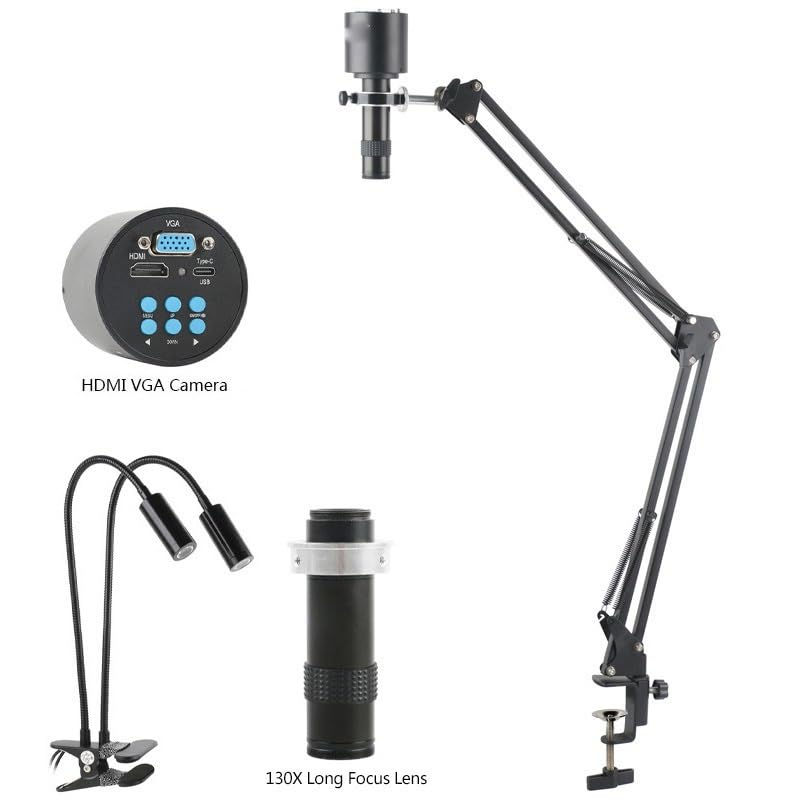 Microscope 48MP 4K 1080P USB Digital Video Microscope Camera 130X C-Mount Industrial Microscopio(1080P Type-C 51cm B)