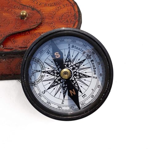 Brújula redonda de latón con reloj de sol 2 pulgadas miniatura 3
