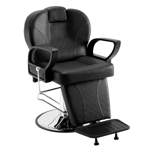 VEVOR Hydraulic Reclining Barber Chairs, 360° Swivel with Heavy-Duty Steel