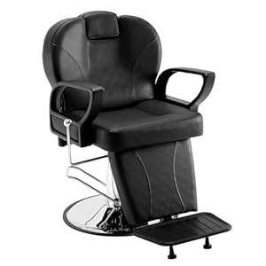 VEVOR Hydraulic Reclining Barber Chairs 360° Swivel with Heavy-Duty Steel Frame, Max Load Weight 330 lbs, Beauty Salon Equipment for Spa, Tatoo and Hairdresser, Black