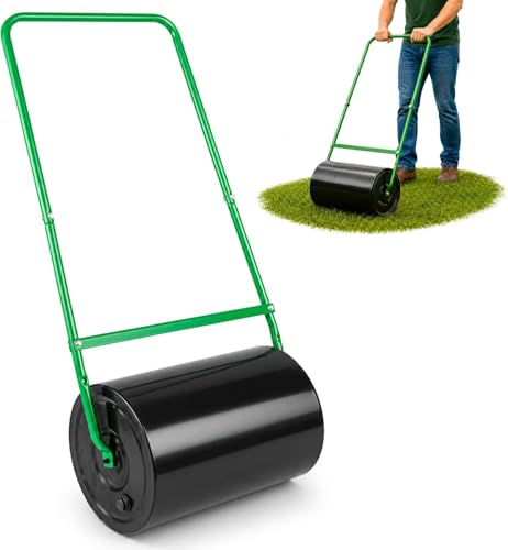 DIVCHI Rouleau à Gazon Robuste – Rouleau à Gazon de Jardin rempli d'eau ou de Sable – Rouleaux de Sol et d'herbe, niveleur avec Barre de racloir, Outils...