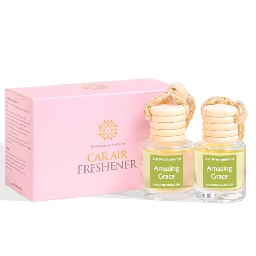 Image of Hanging Car Air Freshener, Long Lasting Essential Oil Diffuser, Non-Toxic New Car Scent, Cute Car Fresheners for Women, 2 Pack Made in USA