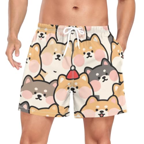 Pantalones cortos de playa sin humedad con secado rápido y divertido estilo Shiba Inu