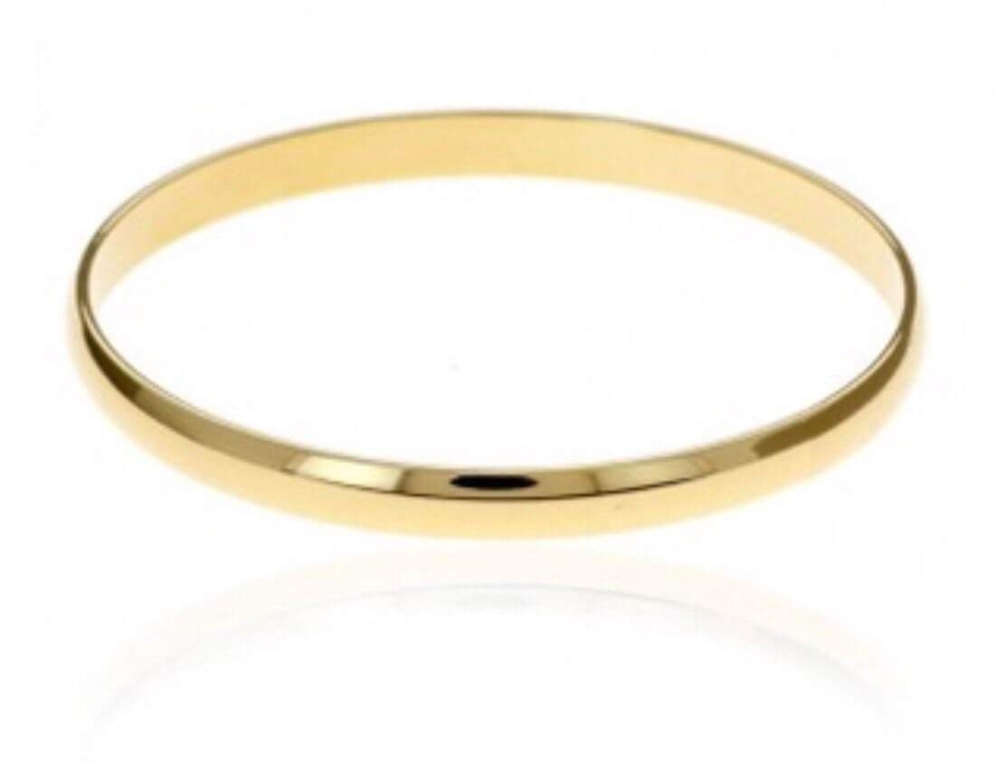 Bracciale a cerchio spesso, 5 x 66 mm, placcato oro 18 carati, 750/1000