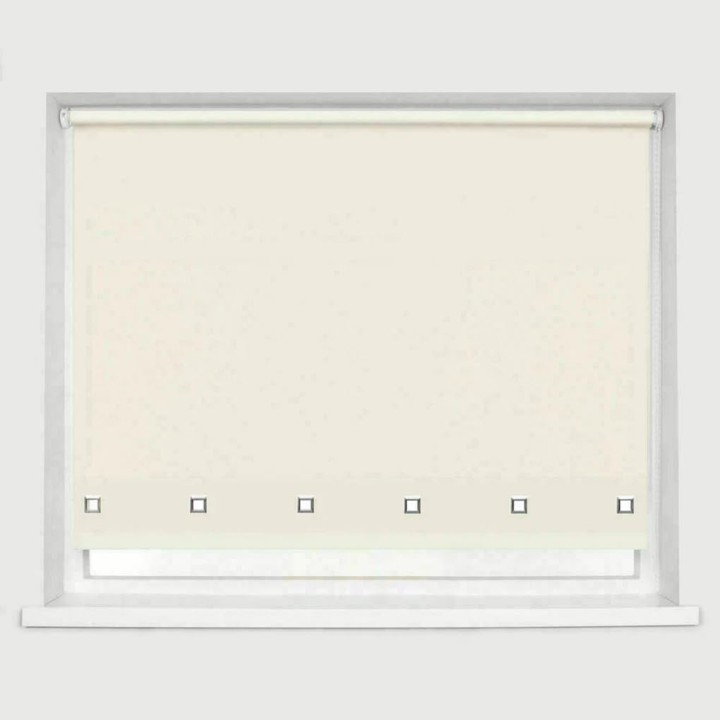 Optimal Products Roller Blinds Easy Fit Trimable Home Office Window Square Eyelet Fabric Blind 160cm Drop (Natural, 90 x 160 cm)