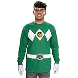 Power Rangers The Long Sleeve Ranger Costume Green T-Shirt (Adult X-Large)